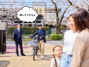 パパ友の輪が広がりだす！電動アシスト自転車「PAS babby」で変わる送り迎えライフ