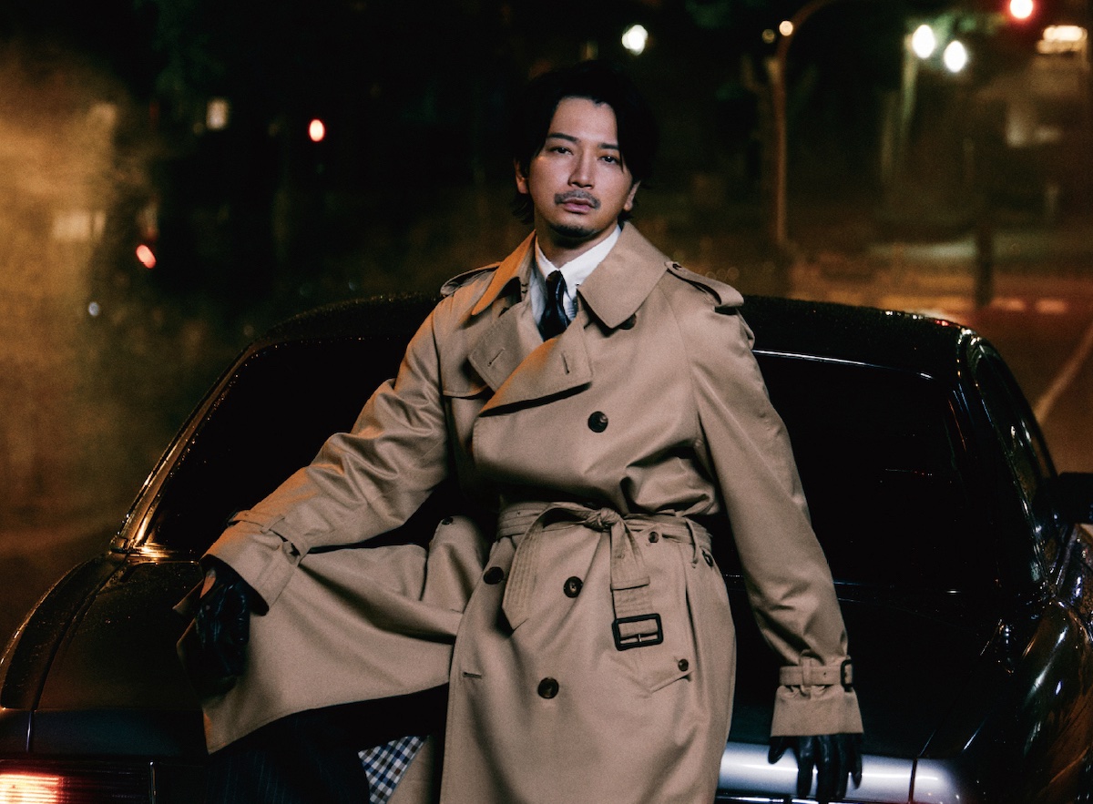 希少 イギリス製 70s Aquascutum トレンチコート XL 髭を蓄えた松本潤さんが魅せる、大人のトレンチスタイル。アクア
